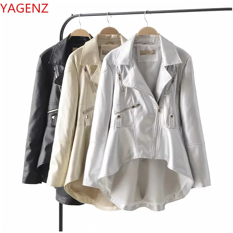 

Europe Autumn Top New slim Women's leather jacket Artificial leather coat Motorcycle Fashion leather jacket for women PU leather