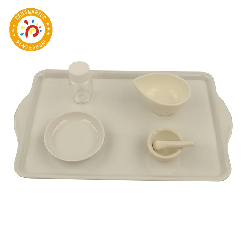  Montessori Material Ceramics Grinding Eggshells with Tray Daily Teaching Aids Children Toy - 4000012579193