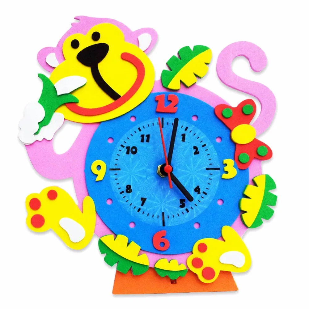 

Kids Creative Handmade Clock Toy Child DIY 3D Animal Handcraft Clock Assembled Set Children Handwork Training Educational Toys