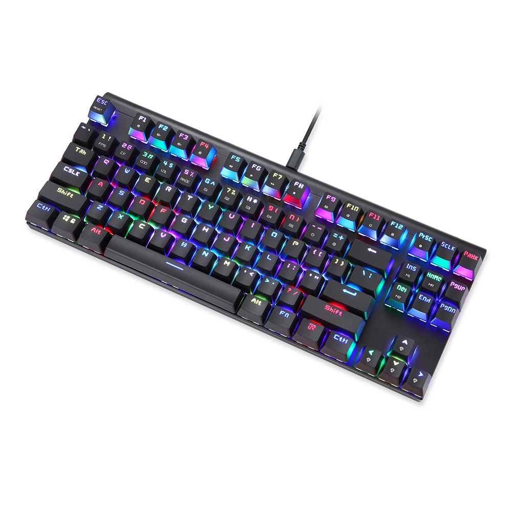 Motospeed CK101 Проводная Механическая игровая клавиатура RGB светильник эргономичный 87 Ключи против привидения синий/красный переключатель профессиональная клавиатура