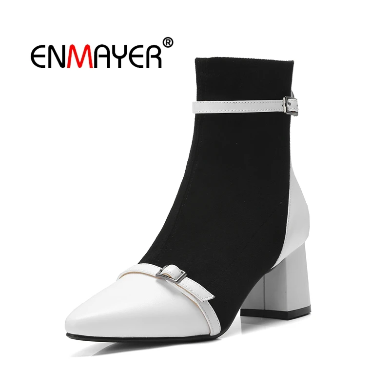 Mujer Botas Bolso Cr1595 white Zapatos Patchwork Mariposa Alto De Black Moda Tacón Nudo Enmayer Tobillo Invierno Vuelta wEpn6qxdXR