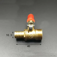Dn10 3/" BSP Мужской x 10 мм шланга хвост латунь мяч Клапан вода газ 57 psi отверстие 7 мм с красной ручкой