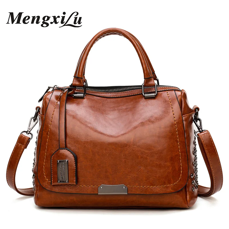 

Vintage Rivets Women Shoulder Bags Large Capacity Pu Leather Women Handbags Luxury Handbags Women Bags Designer Ladies Bags