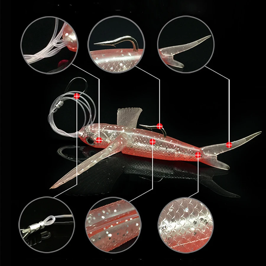 Gaining Fishing Lure Seawater Fishing Bait Flying Fish Lure Boat Trolling Tuna Mackerel Soft Baits Soft Lure Fishing Tackle