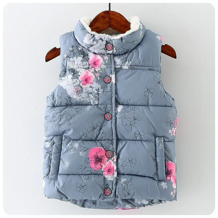 

New 2018 Kids Fashion Winter Snow Keep warm Outerwear Waistcoat Printing Flowers Children's Boys Clothes Vest 3 4 5 6 7 Years 34