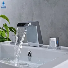 Ulgksd современный Стиль кран раковины бассейна кран холодной и горячей воды, смесители Двойной ручкой двойной Управление Chrome
