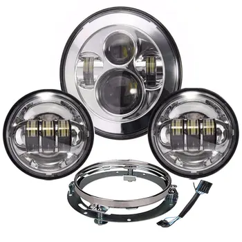 

7" Headlight 4.5" Fog Passing Lights Ring Mount Brackets 2014 2015 2016 Harley Harness wire kits For Harley Touring