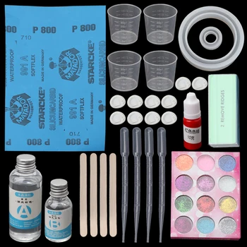 

DIY Epoxy Resin Ring Bracelet Molds Jewelry Making Tool Kit With Resin AB Glue