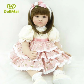 

60cm Silicone Reborn Baby Doll Toys For Children Girls Bonecas 24inch Princess Babies Vinyl Toddler modeling doll Present