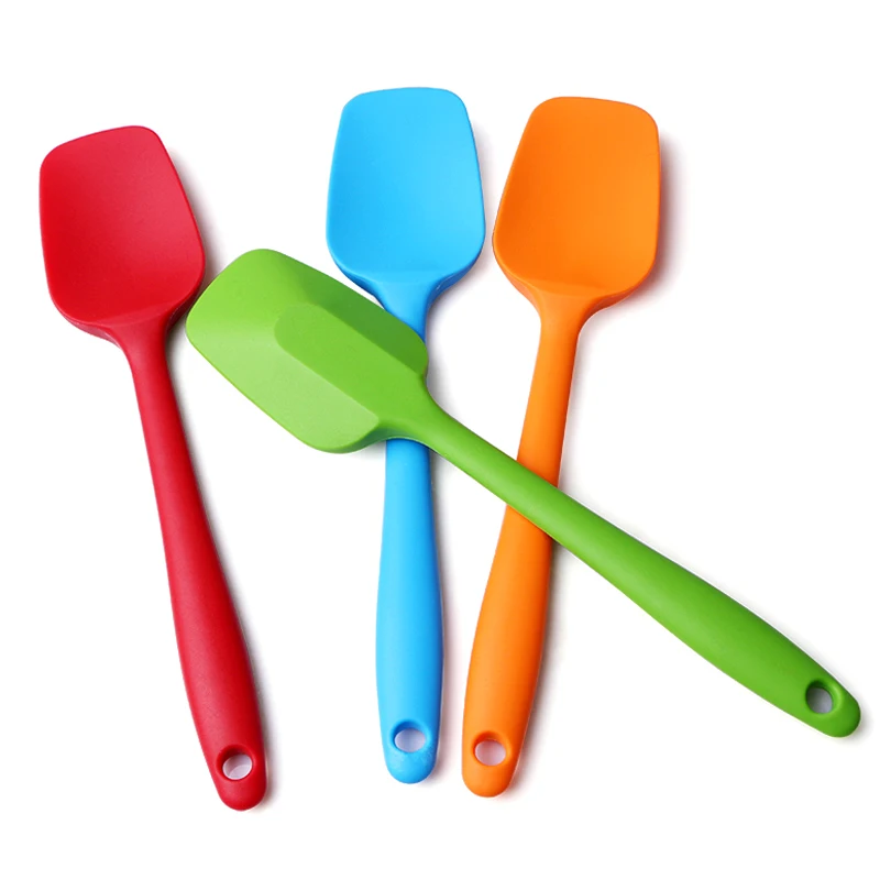 4 Colors Silicone Baking Spatula Large Cake Pastry  Scraper Non-Stick Butter Mixing Spoon Silicone Bakeware Kitchen Utensils (7)