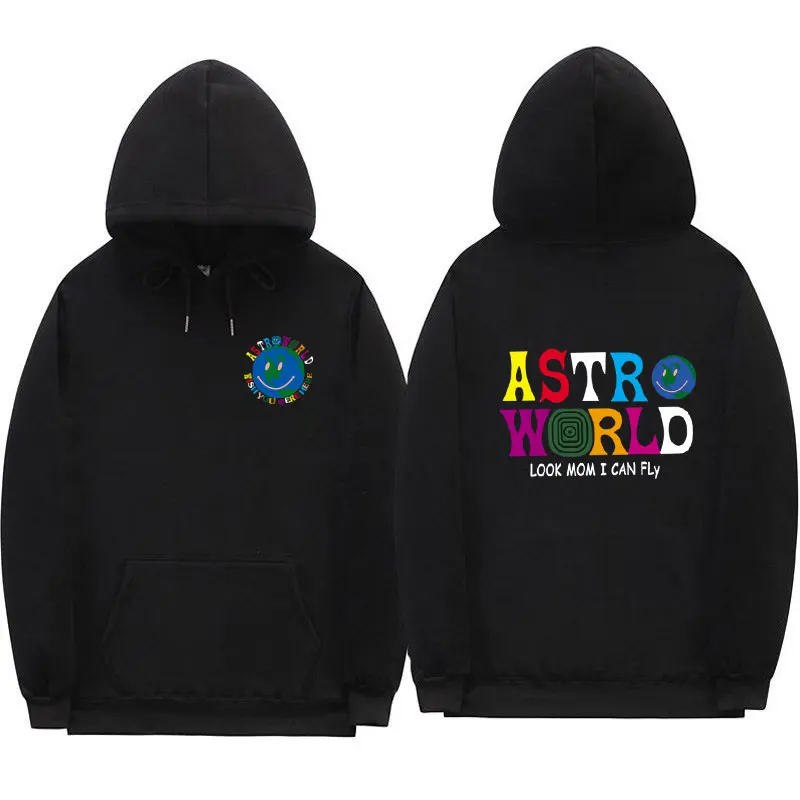 Многоцветная уличная толстовка с капюшоном ASTROWORLD, модная толстовка с надписью letterLook MoM I Can FLy, пуловер с капюшоном - Цвет: Black XMS227