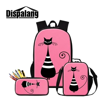 

Dispalang Large Capacity 16 inch Backpack Set Abstract cat Print Women Men Shoulder Cooler Bags Travel Backpacks Kids Schoolbag