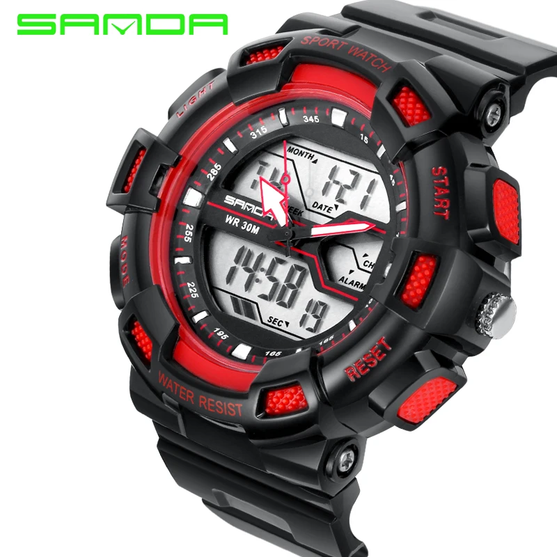 

SANDA Brand Sport Watch 2017 Double Display Military Waterproof Digital LED Analog Wristwatch Digital Quatz Relogio Masculino