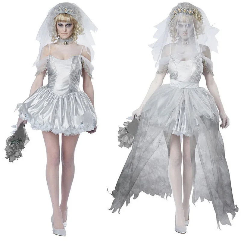 Wedding Dress Halloween Costume Evil Cemetery Ghost Couple Groom