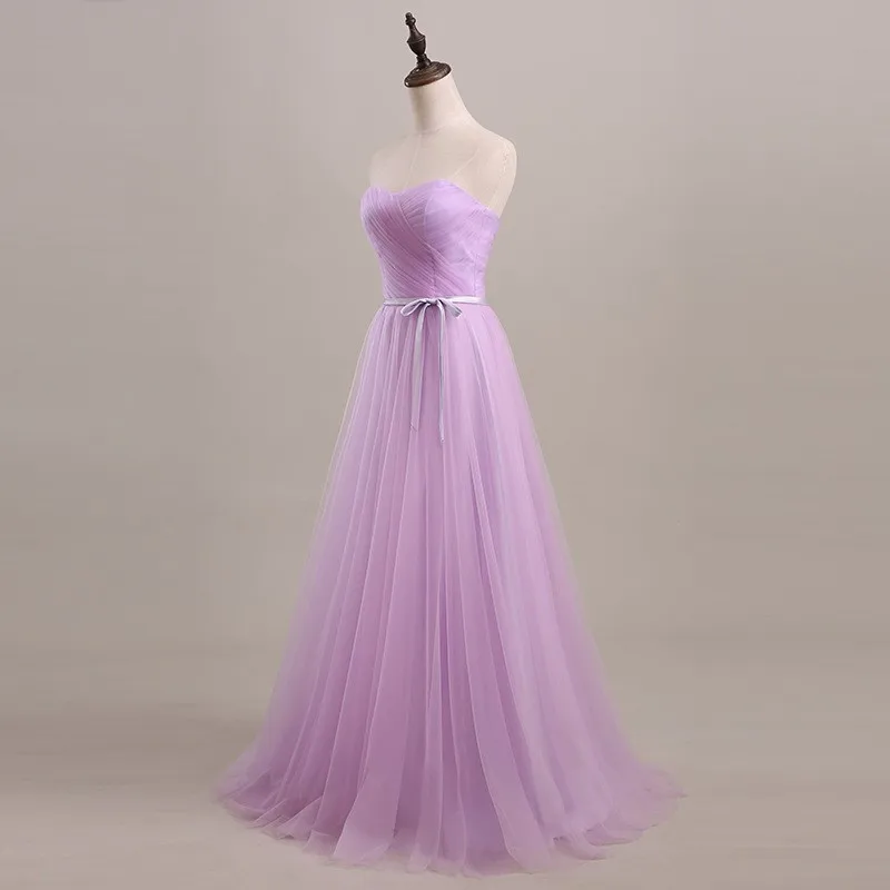 Long Tulle Pleated Bridesmaid Dress