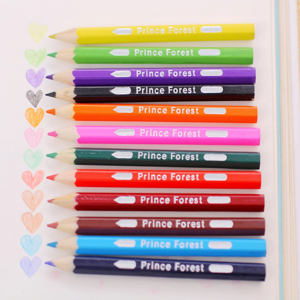 

12pcs DIY Cute Kawaii Wooden Colored Pencil Wood Rainbow Color Pencil for Kid School Graffiti Drawing Painting