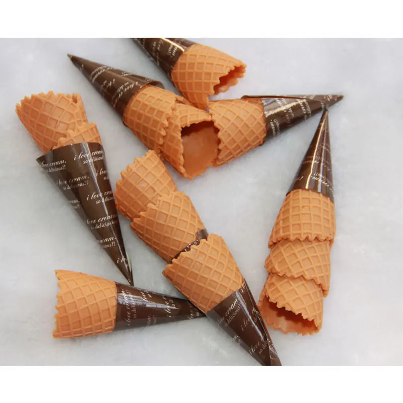 

10PCS/LOT Simulation Food miniature ice cream cone PVC Plastic Crafts Fake ice-cream bottom Accessory For DIY Decoration #DIY044