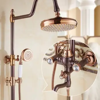 

Luxury Special Bath Rainfall Shower Faucet Set Brass & Jade Bathtub Faucet Tap with Hand Spray wall Mounted Bath & Shower Faucet