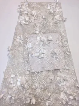 

2019 New style French net lace fabric 3D flower African tulle mesh lace fabric high quality nigerian lace fabrics RF312