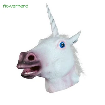 

2018 New White Unicorn Horse Head Mask Animal Costume Toys Wedding Party Mask Birthday Party Halloween New Year Decoration