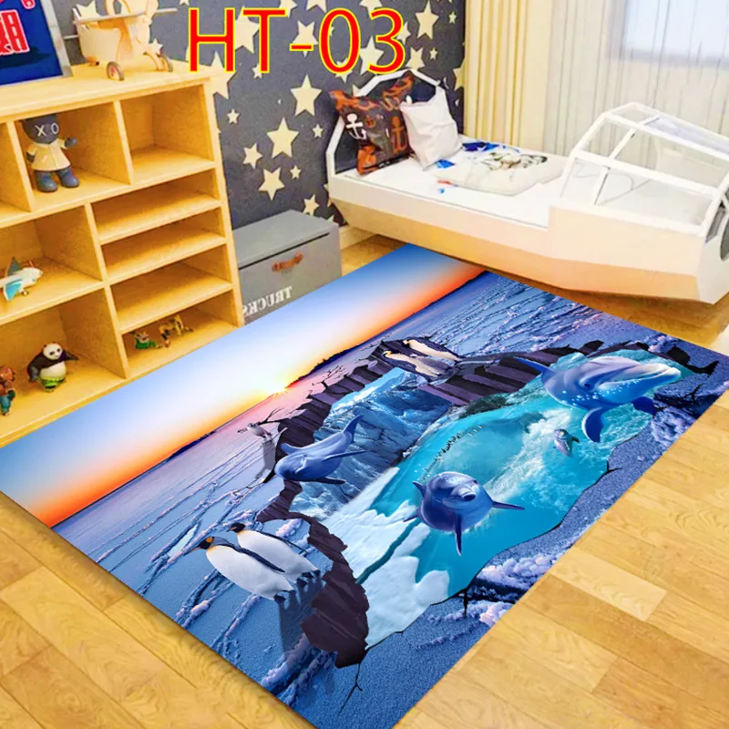 Blue Sea ocean Mediterranean Style 3D Carpets for Living Room Bedroom Area Rugs Coffee Table Sofa Bed Floor Mat Hallway Carpet