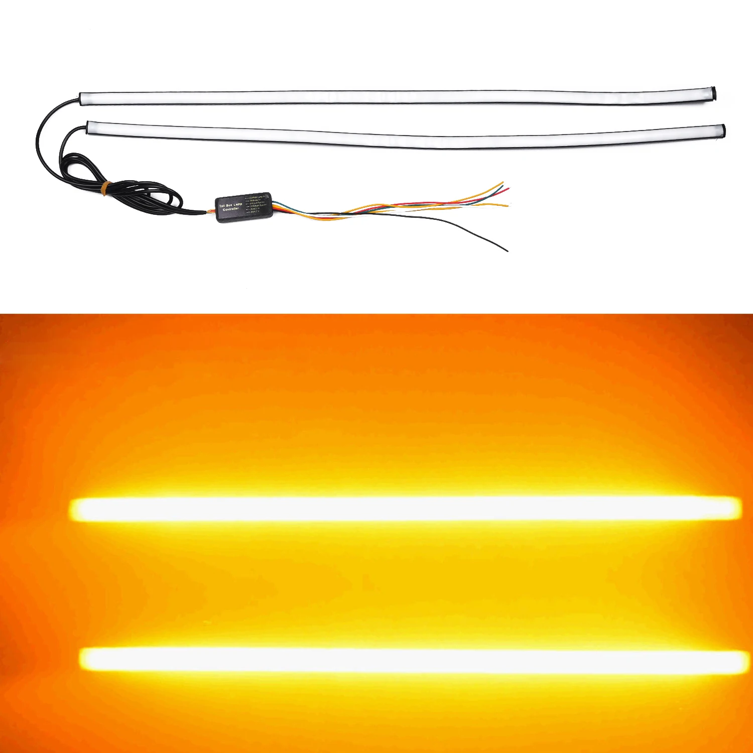 2x Motorcycle Flowing Amber Led Fork Turn Signal Strip Light Lamp Bar For Harley Davidson - Motorcycle Signal Lamp