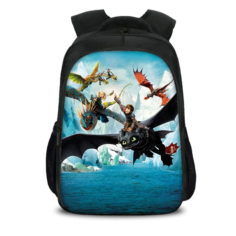 

40cm How To Train Your Dragon Toothless Light Fury 3D Print Backpack The Hidden World Kanpsack Kids Action Stationery School Bag