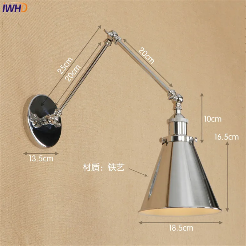 Лофт стиль ретро латунный настенный светильник винтажный латунный поворотный настенный светильник с длинным кронштейном светодиодный Эдисон светильник ing Wandlampen Apliques Pared Aplike - Цвет абажура: 1