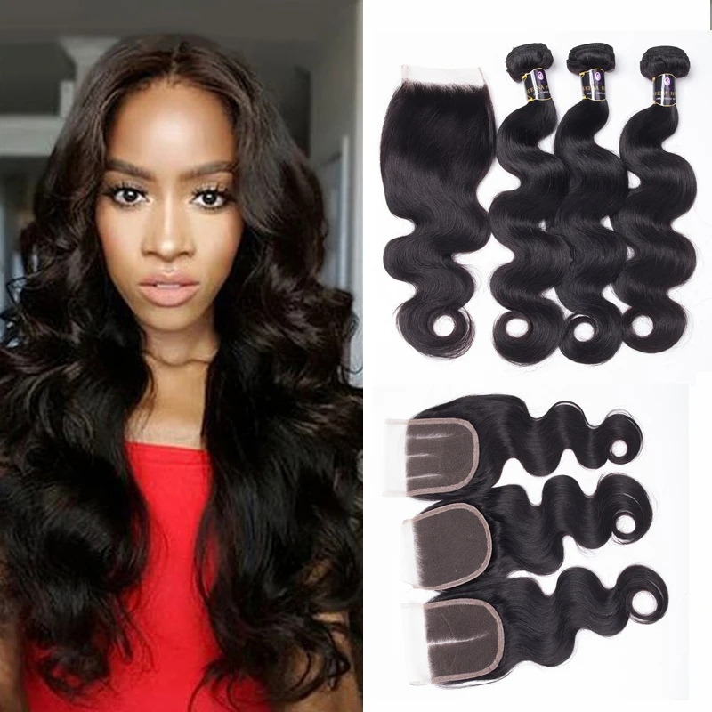 Королевы hairbrazilian объемная волна с закрытия бразильского виргинские волос
