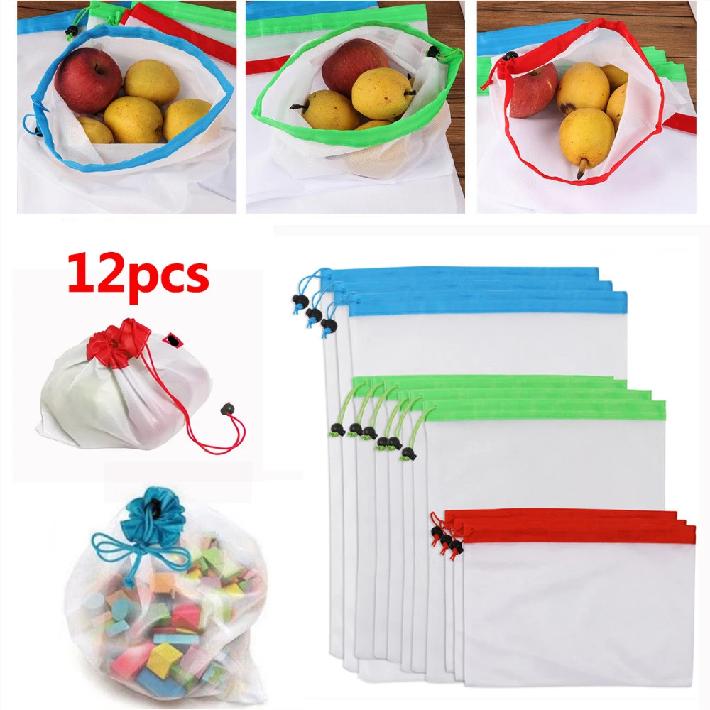 12pcs Eco Friendly Reusable Produce Bags Premium Mesh Bags For Grocery