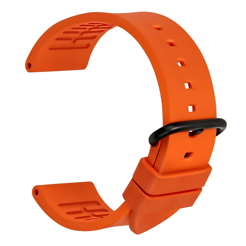 MAIKES Premium Orange Sport Rubber Watch Strap with Black Buckle