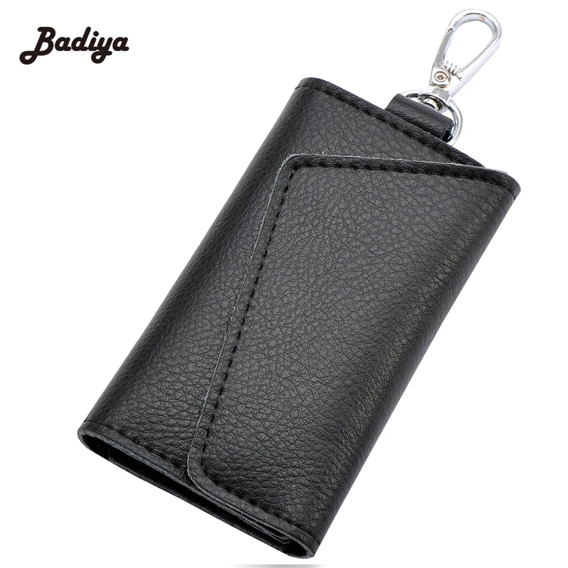 New Design Brand Famous Key Chain Holder Litchi Pattern Card Holders Purse 6 Ring Business Card ...