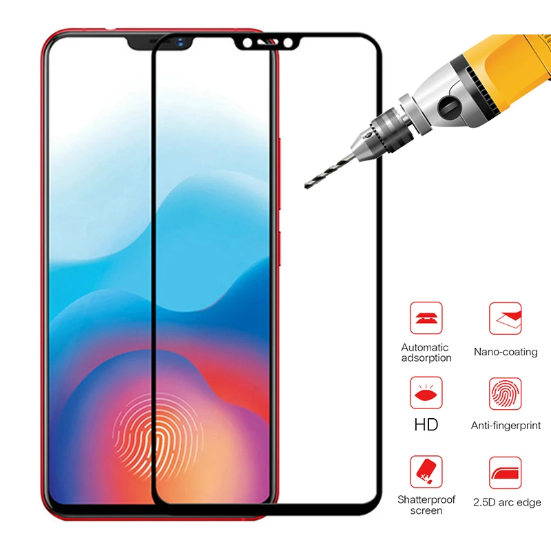 9H для vivo y81 v9 полное покрытие, защитный стеклянный чехол, Защита экрана для vivo nex s, закаленное стекло sceen glas y 81 v 9 nexs