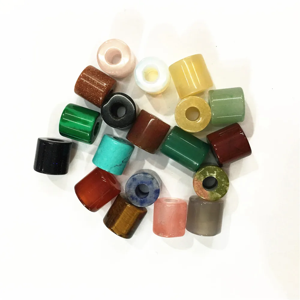 

Gazelle 50PCS 8mm*9mm Fashion Natural Stone Cute Cylinder Beads Opals Agates Green Aventurines For Bracelet Necklace Making