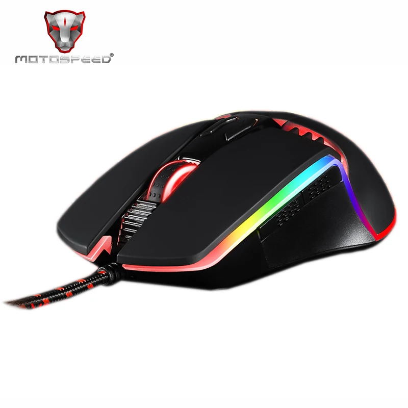 Led para pc Motovelocidade Programa 5000 Dpi Gaming Mouse Profissional Ajustável Usb Computador Wried Óptico Retroiluminado V20 Rgb Que