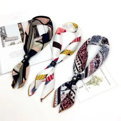 2019 women scarf silk feeling hair neck scarves square brand office Printing Hotel Waiter Flight Attendants Handkerchief rings