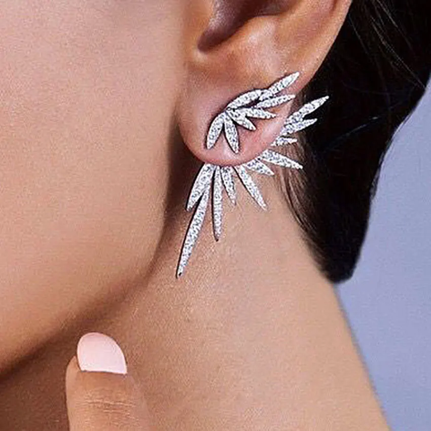 

ACCKING Elegant Famous Design Leaf Full Mirco Paved Microl Zirconia Wedding Earring Fashion Jewelry