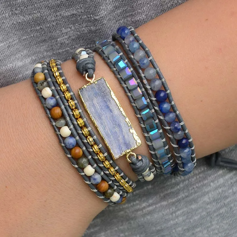 Bohemian Topaz Wrap Bracelet display on hand