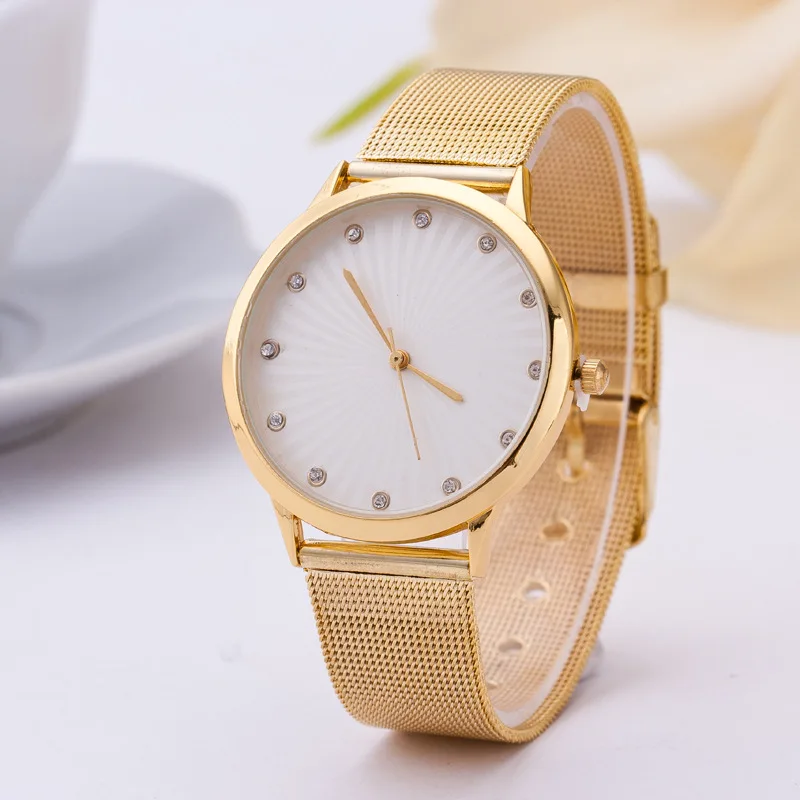 

Fashion Golden Women's Quartz Wristwatch Steel Strap Rhinestone Dress Watch Women's Bracelet Watch Relogio Feminino Reloj Mujer