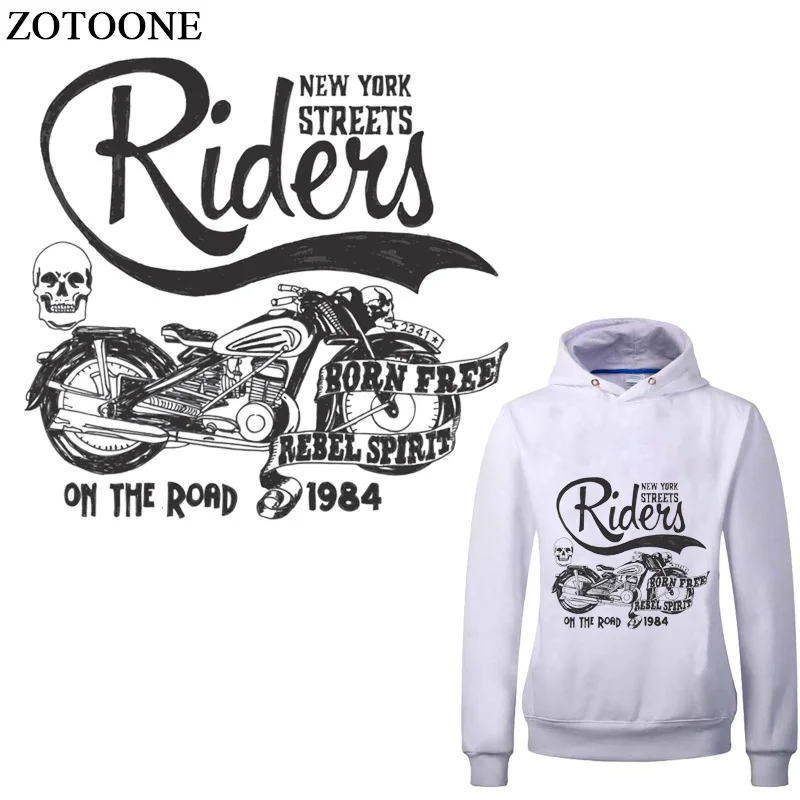 

ZOTOONE Hipster Skull Clothes Patches Stickers DIY Trendy Motorcycles Rider Ironing on Patch Appliqued Heat Transfer Parches