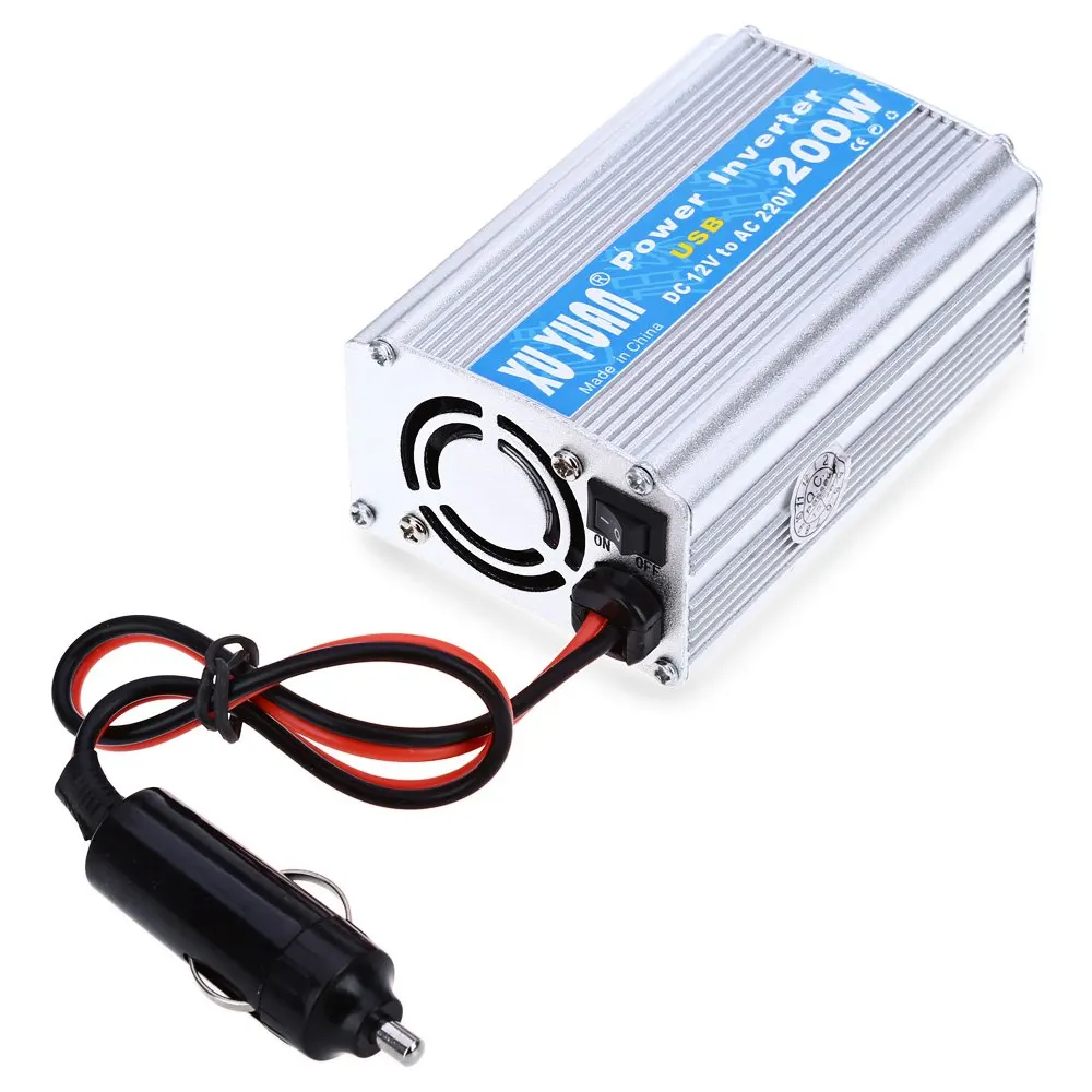 Car Power Inverter with USB Charging Port DC 12V to AC 220V with LED Display Shows DC and AC