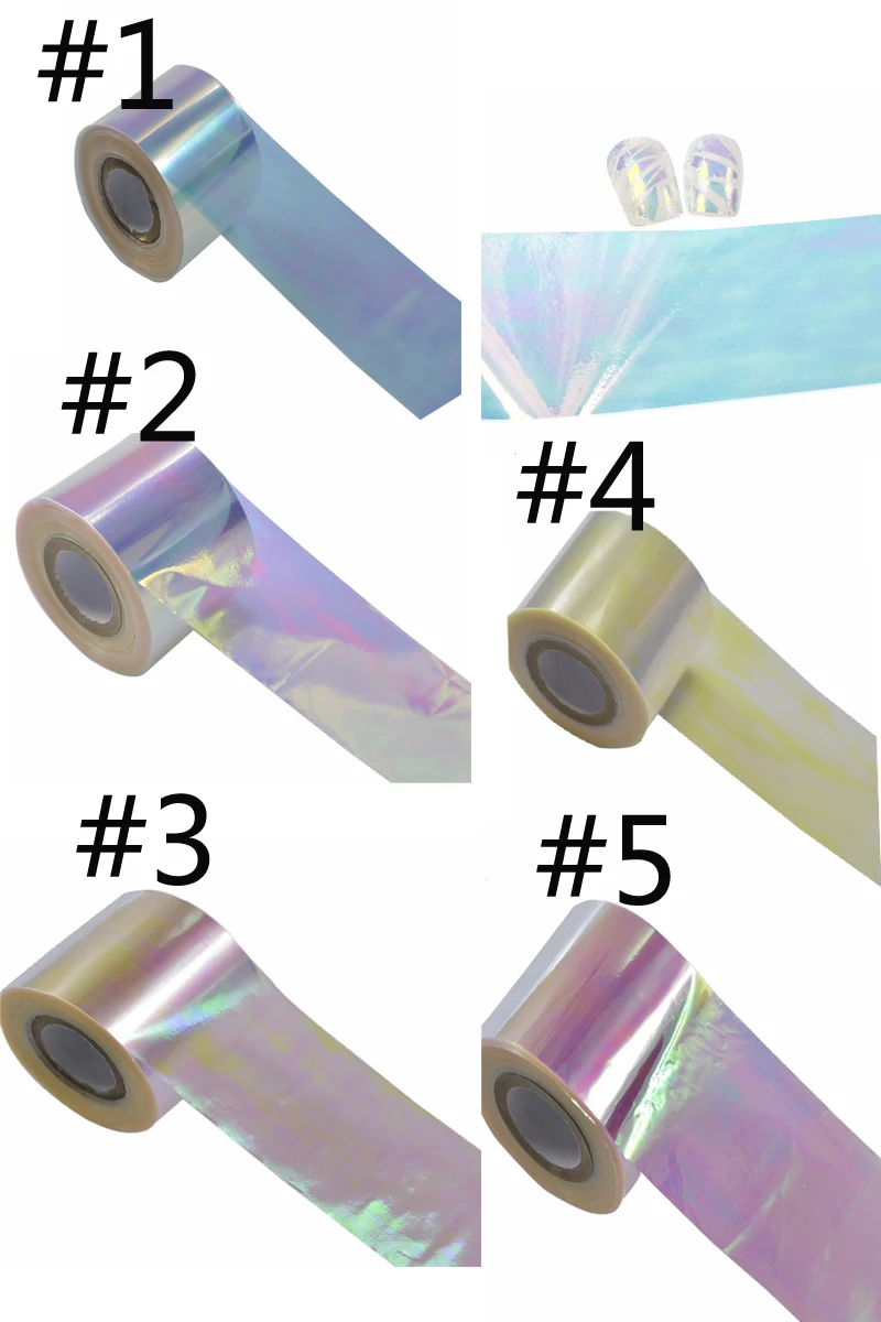 

5pcs/set Glitter Bling Nail Art Broken Glass Foils Finger Stencil Decal Stickers DIY Beauty Adhesive Decor Manicure Tool sticker
