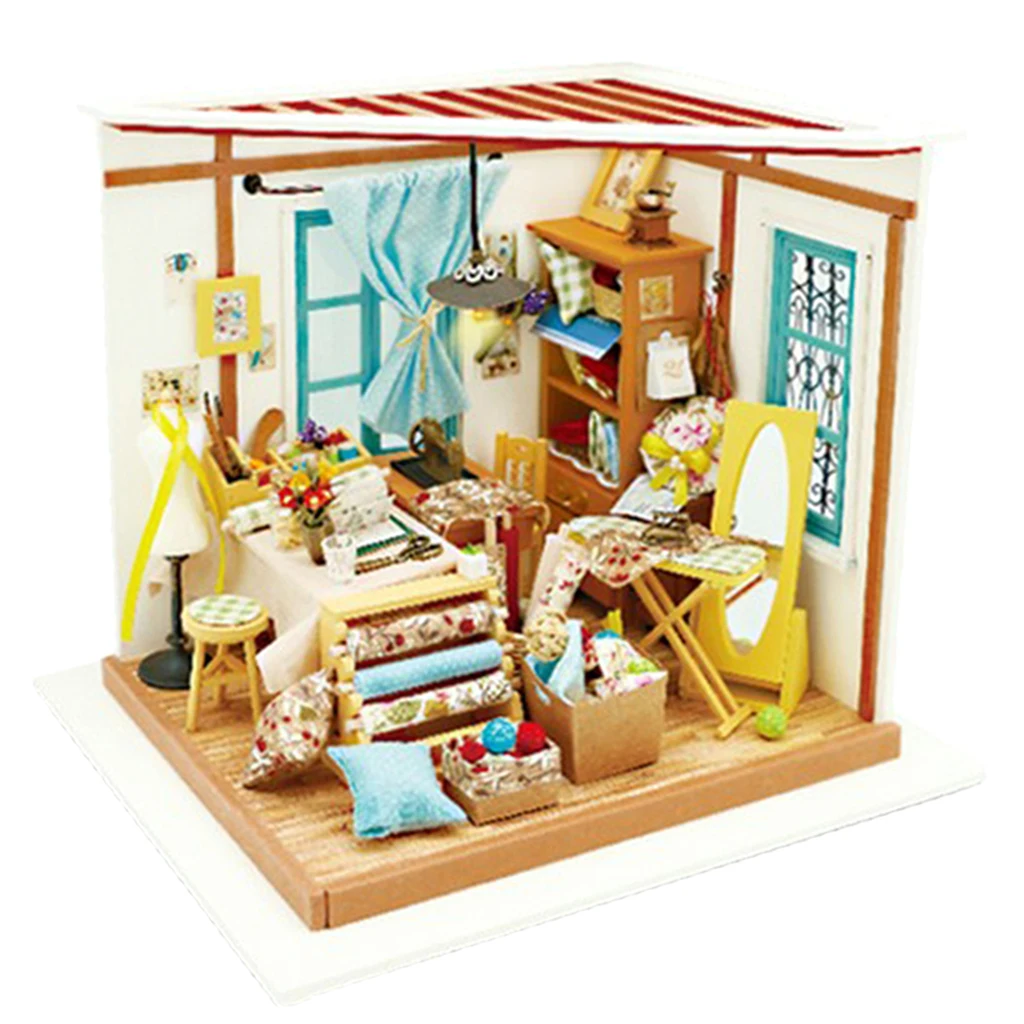 

1/24 Dollhouse 3D Wooden Room Kit Miniature Tailor Shop Model to Build - Birthday Gifts for Kids