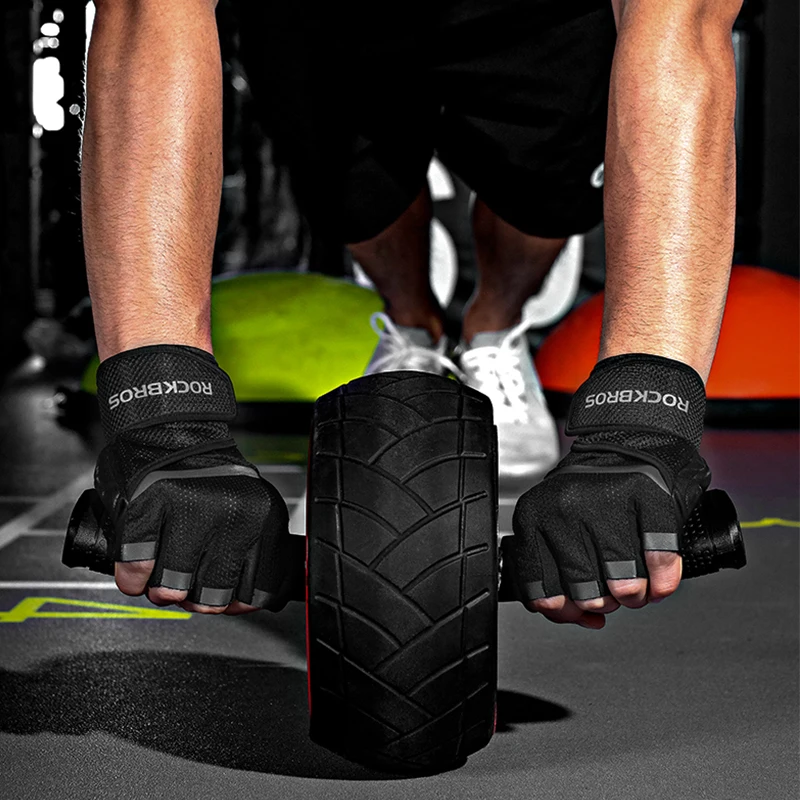 ROCKBROS спортивные перчатки Powerlifting для занятий спортом на велосипеде бодибилдинга