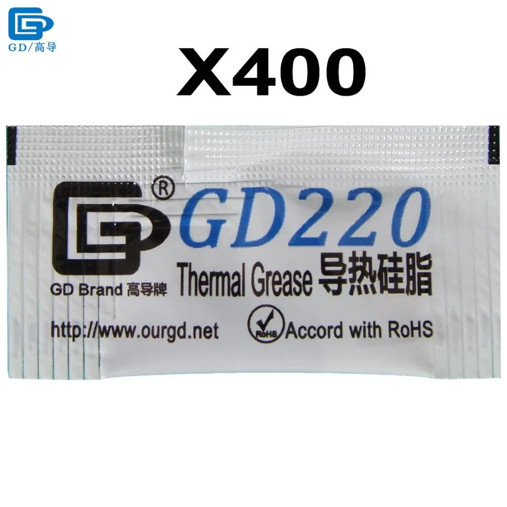 

GD Brand Thermal Grease Paste Silicone Plaster GD220 Heat Sink Compound Gray 400 Pieces Net Weight 0.5 Gram For CPU Cooler MB05