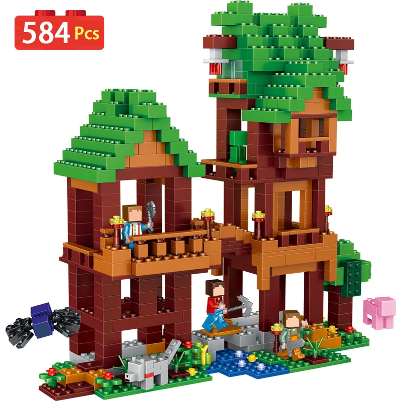 

Tree tower Model Building Blocks My World Series Educational Lookout Whistle LegoINGlys Minecrafter Compatible Brick Toy For Kid