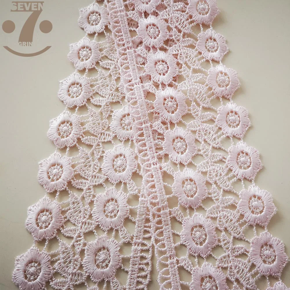 

Free Shipping 1 Lot/15Yards 7cm Pink Color Embroidered Lace Border For DIY Crafts Sewing Accessories For Home Textile