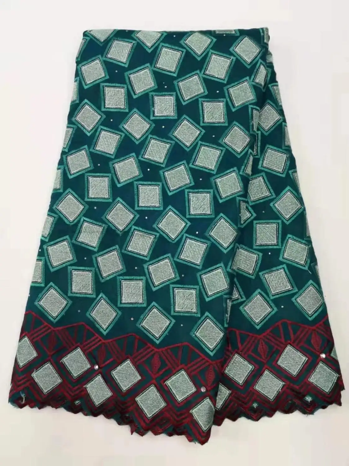 

Latest2019Super quality Hottest sales African cotton swiss lace With Stones fabric for Nigerian EVening Dresses NX218k Green