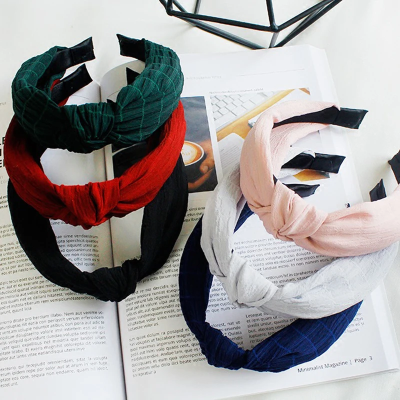 

Aikelina New Design Wide Hairbands Hair Holders Simple Fabric Cross Knot Hair Accessories Fashion Super Hot Headwear Bandanas