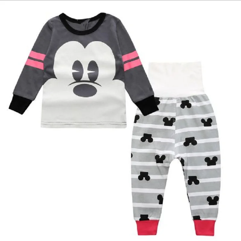 Long sleeve cartoon high waist pyjamas set for boy girl cotton kids pijama infantil pajamas baby Sleepwear suit Children clothes